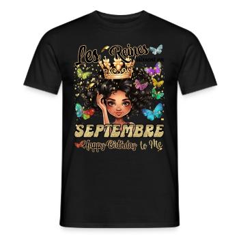 Geburtstag September Königin Frau Mädchen Glitzer - Männer T-Shirt - Schwarz - Vorne - AI Model Male 178 light (178cm)