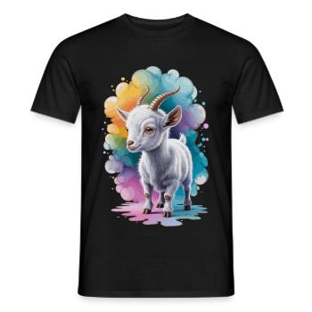 Bunte Babyziege – Süßes & Verspieltes Design - Männer T-Shirt - Schwarz - Vorne - AI Model Male 178 light (178cm)