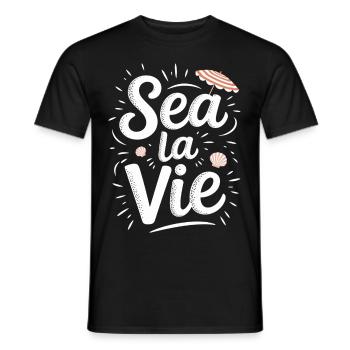 Humor Beach Summer Ocean Sea - Men's T-Shirt - black - Front - AI Model Male 178 light (178cm)