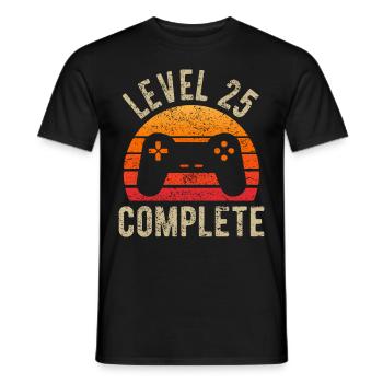 25th birthday gift gamer 25 years level 25 - Men's T-Shirt - black - Front - AI Model Male 178 light (178cm)