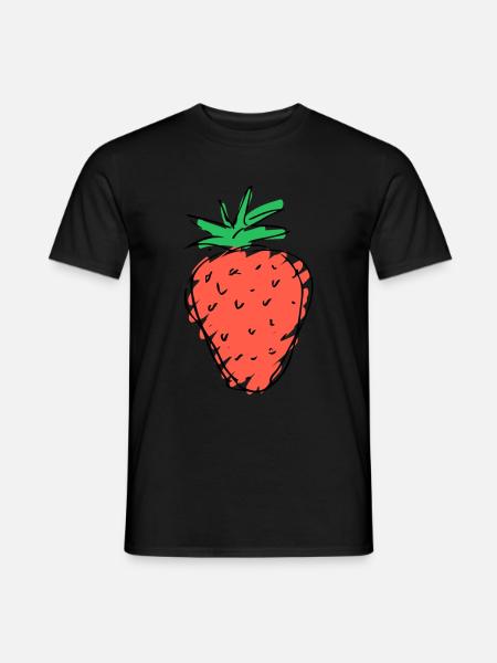 Fraise - dessin - T-shirt homme - noir