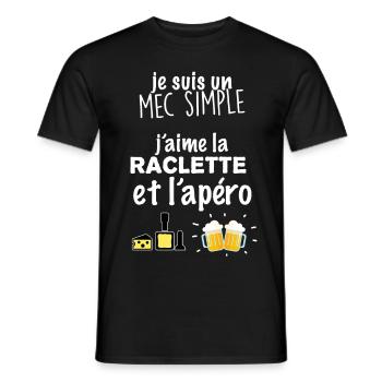 T-shirt Raclette et apéro humour - T-shirt homme - noir - Devant - AI Model Male 178 light (178cm)