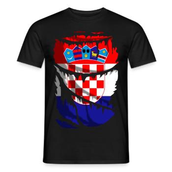 Flagge Kroatiens, zerbrochener oder zerrissener Stoffeffekt - Männer T-Shirt - Schwarz - Vorne - AI Model Male 178 light (178cm)