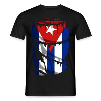 Flag of Cuba, broken fabric effect - Men's T-Shirt - black - Front - AI Model Male 178 light (178cm)