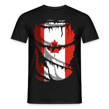 Flag of Canada, with broken fabric effect - Men's T-Shirt - black - Front - AI Model Male 178 light (178cm)