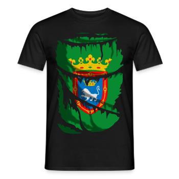 Flagge von Pamplona, zerbrochener oder zerrissener Stoffeffekt - Männer T-Shirt - Schwarz - Vorne - AI Model Male 178 light (178cm)
