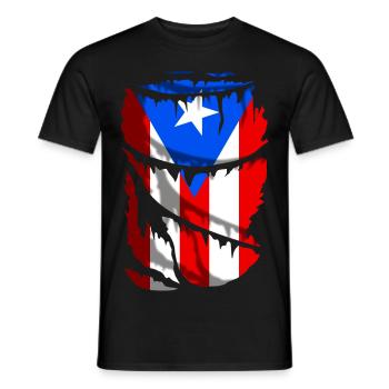 Flagge von Puerto Rico, Broken Fabric Effekt - Männer T-Shirt - Schwarz - Vorne - AI Model Male 178 light (178cm)