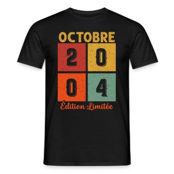 Octobre 2004 Vintage - T-shirt homme - noir - Devant - AI Model Male 178 light (178cm)
