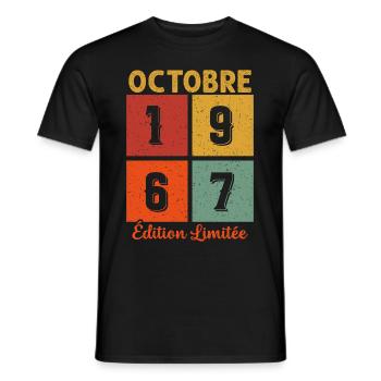 Octobre 1967 Édition limitée - T-shirt homme - noir - Devant - AI Model Male 178 light (178cm)