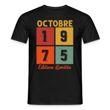 Octobre 1975 Édition limitée - T-shirt homme - noir - Devant - AI Model Male 178 light (178cm)
