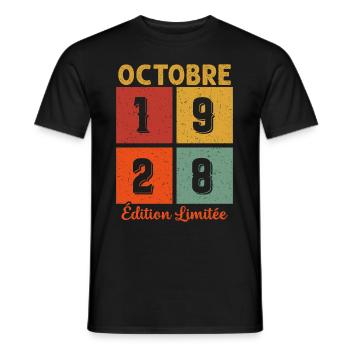 Octobre 1928 Édition limitée - T-shirt homme - noir - Devant - AI Model Male 178 light (178cm)