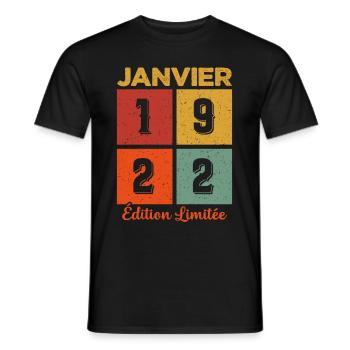 Janvier 1922 Édition limitée - T-shirt homme - noir - Devant - AI Model Male 178 light (178cm)