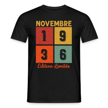Novembre 1936 Édition limitée - T-shirt homme - noir - Devant - AI Model Male 178 light (178cm)