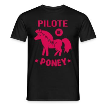Pilote De Poney Humour Cadeau Équitation Cavalière - T-shirt homme - noir - Devant - AI Model Male 178 light (178cm)