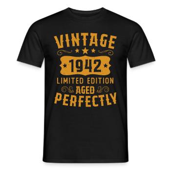Vintage 1942 Limited Edition Perfectly Aged - Men's T-Shirt - black - Front - AI Model Male 178 light (178cm)