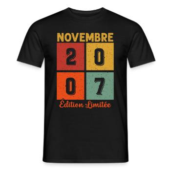 Cadeau D'anniversaire En Novembre 2007 Vintage - T-shirt homme - noir - Devant - AI Model Male 178 light (178cm)