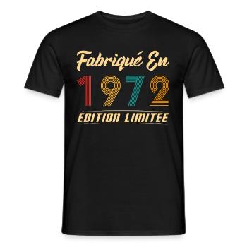 Fabriqué en 1972 Cadeau D’anniversaire - T-shirt homme - noir - Devant - AI Model Male 178 light (178cm)