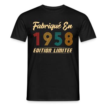 Fabriqué en 1958 Édition limitée Cadeau - T-shirt homme - noir - Devant - AI Model Male 178 light (178cm)
