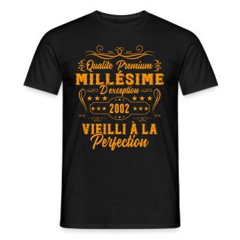 Millésime 2002 Cadeau D'anniversaire Vintage 2002 - T-shirt homme - noir - Devant - AI Model Male 178 light (178cm)