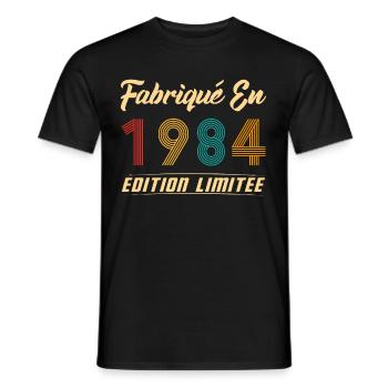 Fabriqué en 1984 Vintage Cadeau D'anniversaire - T-shirt homme - noir - Devant - AI Model Male 178 light (178cm)