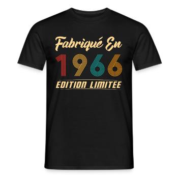 Fabriqué en 1966 Vintage Cadeau D'anniversaire - T-shirt homme - noir - Devant - AI Model Male 178 light (178cm)