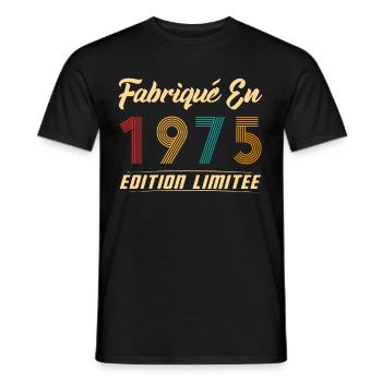 Fabriqué en 1975 Vintage cadeau d'anniversaire - T-shirt homme - noir - Devant - AI Model Male 178 light (178cm)