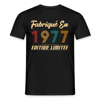 Fabriqué en 1977 Vintage cadeau d'anniversaire - T-shirt homme - noir - Devant - AI Model Male 178 light (178cm)