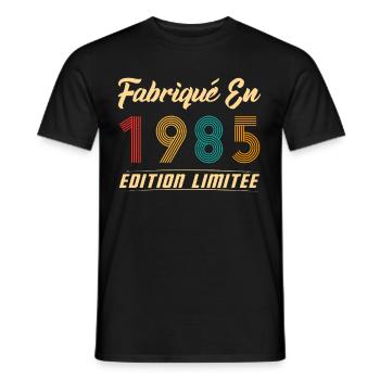 Fabriqué en 1985 Vintage cadeau d'anniversaire - T-shirt homme - noir - Devant - AI Model Male 178 light (178cm)