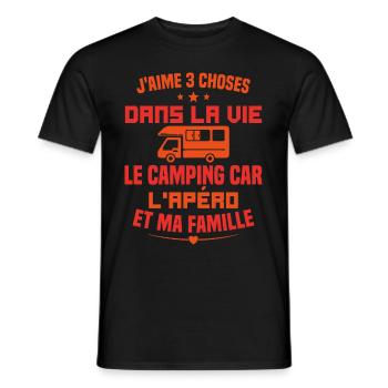 le camping car l'apéro et ma famille Humour Cadeau - T-shirt homme - noir - Devant - AI Model Male 178 light (178cm)