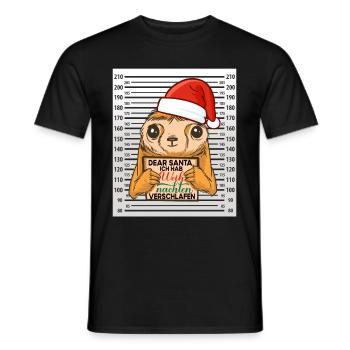 dear santa faultier verschlafen weihnachten - Männer T-Shirt - Schwarz - Vorne - AI Model Male 178 light (178cm)