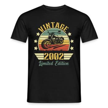 Vintage 2002 Retro Motorcycle Birthday Gift - Men's T-Shirt - black - Front - AI Model Male 178 light (178cm)
