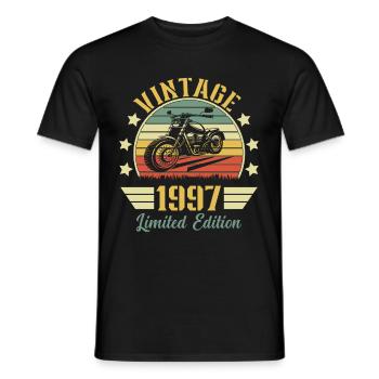 Vintage 1997 Retro Motorcycle Birthday Gift - Men's T-Shirt - black - Front - AI Model Male 178 light (178cm)