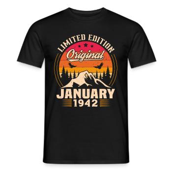 Cadeau D'anniversaire Nées En Janvier 1942 - T-shirt homme - noir - Devant - AI Model Male 178 light (178cm)