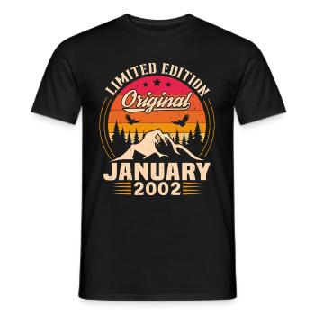 Cadeau D'anniversaire Nées En Janvier 2002 - T-shirt homme - noir - Devant - AI Model Male 178 light (178cm)
