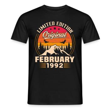 Geburtstagsgeschenk geboren im Februar 1992 - Männer T-Shirt - Schwarz - Vorne - AI Model Male 178 light (178cm)