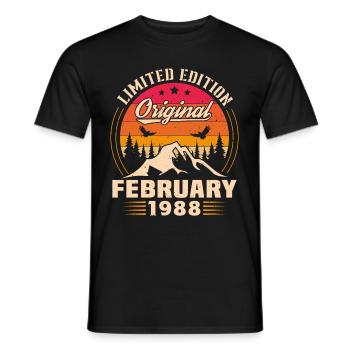 Cadeau D'anniversaire Nées En Février 1988 - T-shirt homme - noir - Devant - AI Model Male 178 light (178cm)