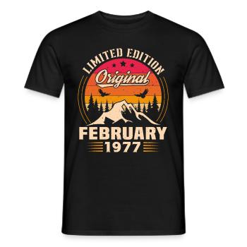 Geburtstagsgeschenk geboren im Februar 1977 - Männer T-Shirt - Schwarz - Vorne - AI Model Male 178 light (178cm)