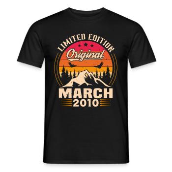 Vintage Nées En Mars 2010 Cadeau D'anniversaire - T-shirt homme - noir - Devant - AI Model Male 178 light (178cm)