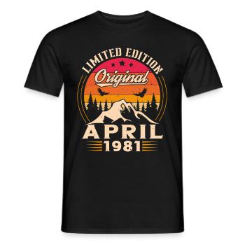 Jahrgang geboren im April 1981 Geburtstagsgeschenk - Männer T-Shirt - Schwarz - Vorne - AI Model Male 178 light (178cm)