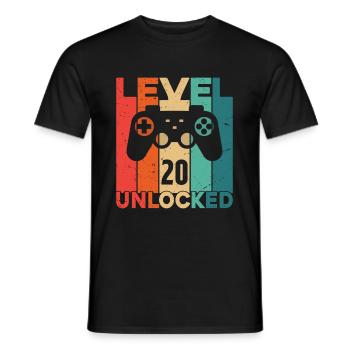 Level 20 freigeschaltet - Männer T-Shirt - Schwarz - Vorne - AI Model Male 178 light (178cm)