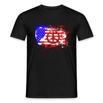 USA Patriotic American Time for Peace Flag - Men's T-Shirt - black - Front - AI Model Male 178 light (178cm)