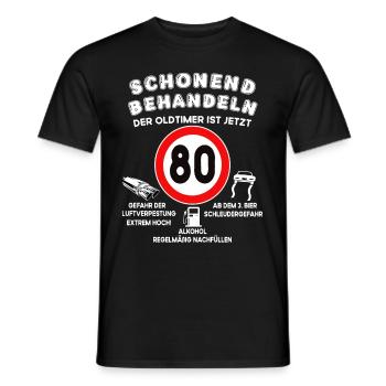 Schonend Behandeln 80 Jahre alt Geburtstag - Männer T-Shirt - Schwarz - Vorne - AI Model Male 178 light (178cm)