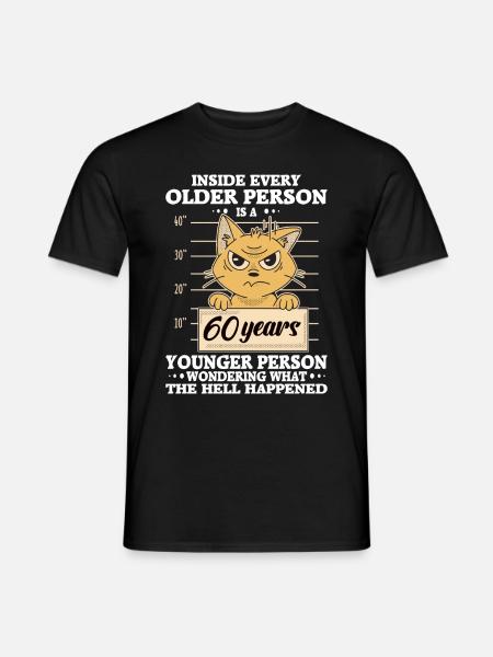 Chat stressé d’anniversaire de 60 ans - T-shirt homme - noir