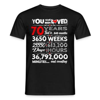 Doux anniversaire 70 ans tenue pour anniversaire - T-shirt homme - noir - Devant - AI Model Male 178 light (178cm)