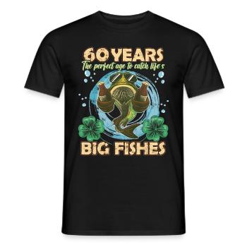 60 Year Old Birthday Funny Angler Fishing - Men's T-Shirt - black - Front - AI Model Male 178 light (178cm)