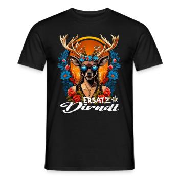 Tracht & Trachten Hirsch Ersatz Dirndl - Männer T-Shirt - Schwarz - Vorne - AI Model Male 178 light (178cm)