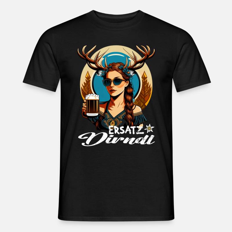 Tracht & Trachten Hirsch Ersatz Dirndl - Männer T-Shirt - Schwarz