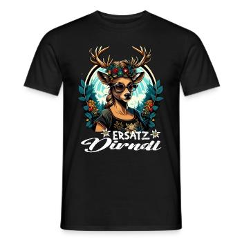 Tracht & Trachten Hirsch Ersatz Dirndl - Männer T-Shirt - Schwarz - Vorne - AI Model Male 178 light (178cm)