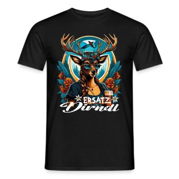 Tracht & Trachten Hirsch Ersatz Dirndl - Männer T-Shirt - Schwarz - Vorne - AI Model Male 178 light (178cm)