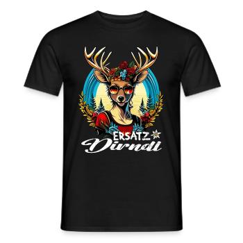 Tracht & Trachten Hirsch Ersatz Dirndl - Männer T-Shirt - Schwarz - Vorne - AI Model Male 178 light (178cm)